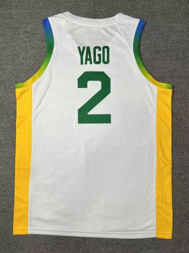 2 Yago 2024 Olympics Brazil Team Basketball Jersey White